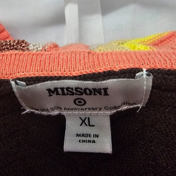 Missoni Target Cardigan Zip Retro Chevron Hooded Orange Brown XL - Picture 7 of 10